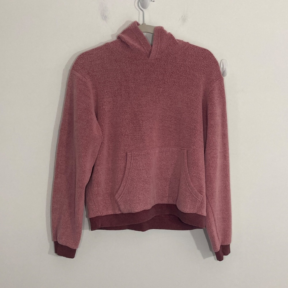 Marine Layer Womens Hoodie Medium Pink Fleece Pullover Kangaroo Pocket Cozy